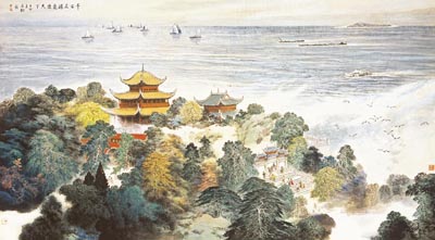 中國書畫名家劉左鈞藝術(shù)人生訪談錄 千古名樓憂樂天下 180cmx300cm