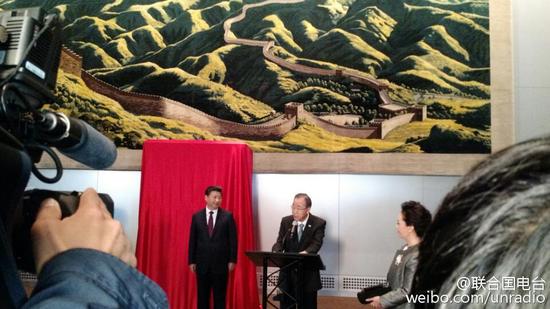潘基文在揭幕儀式上講話