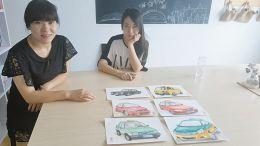 倆90后女孩用畫筆記錄太原出租車的“前世今生”