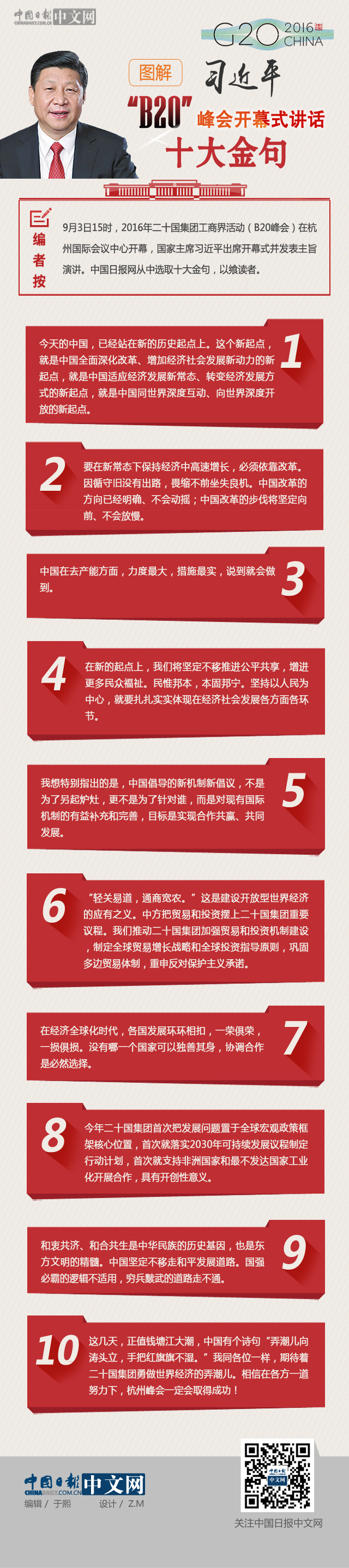習(xí)近平“B20”峰會(huì)開(kāi)幕式講話(huà)10大金句